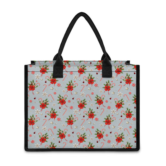 Christmas Winter Holiday Pattern Print Canvas Tote Bag