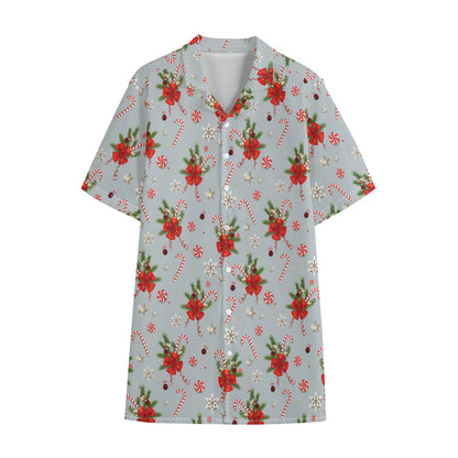 Christmas Winter Holiday Pattern Print Cotton Hawaiian Shirt