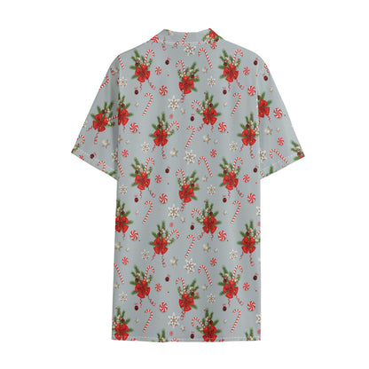 Christmas Winter Holiday Pattern Print Cotton Hawaiian Shirt