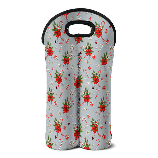 Christmas Winter Holiday Pattern Print Double Neoprene Wine Tote
