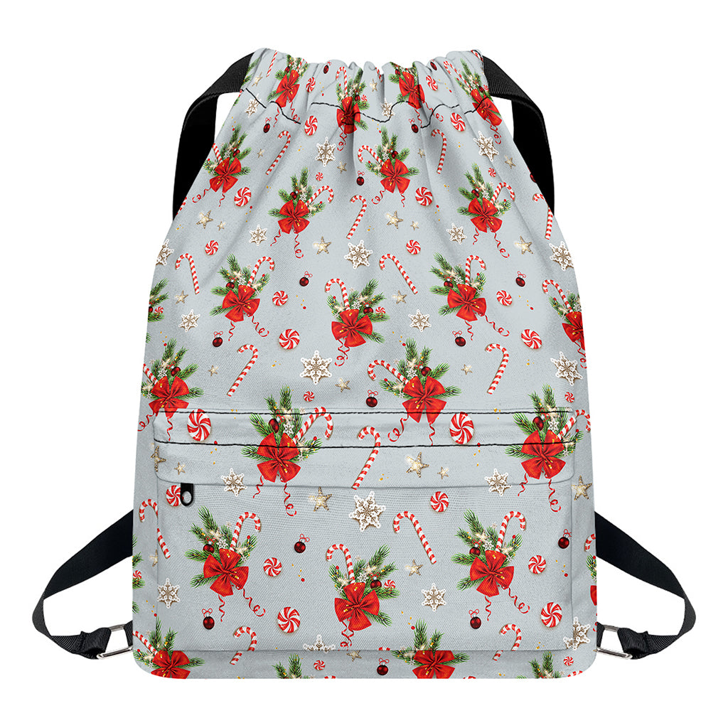 Christmas Winter Holiday Pattern Print Drawstring Backpack