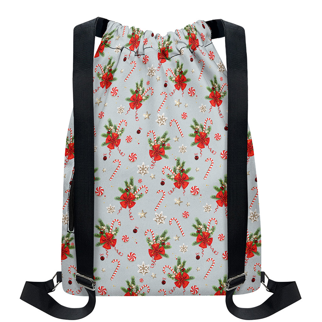 Christmas Winter Holiday Pattern Print Drawstring Backpack
