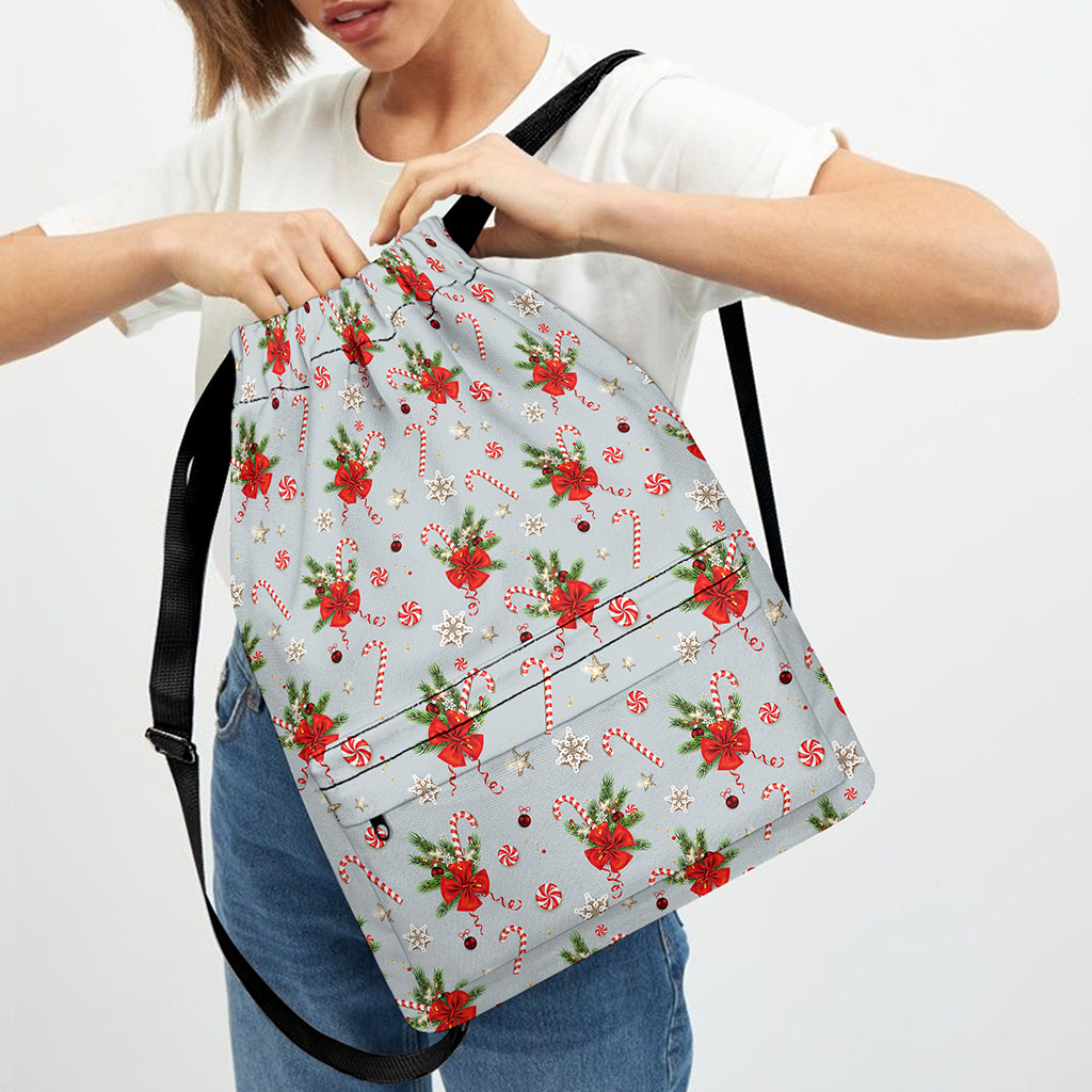 Christmas Winter Holiday Pattern Print Drawstring Backpack