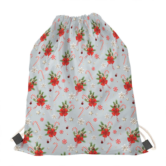 Christmas Winter Holiday Pattern Print Drawstring Bag
