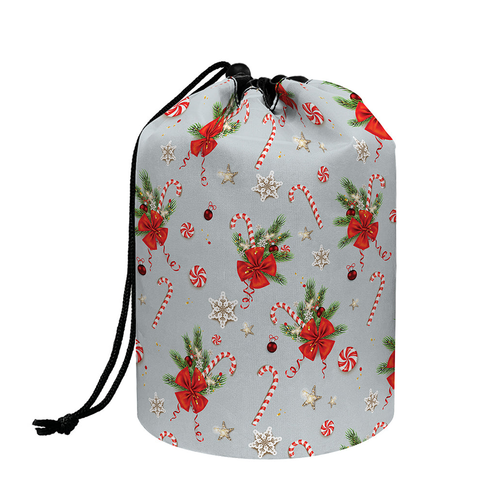 Christmas Winter Holiday Pattern Print Drawstring Makeup Bag