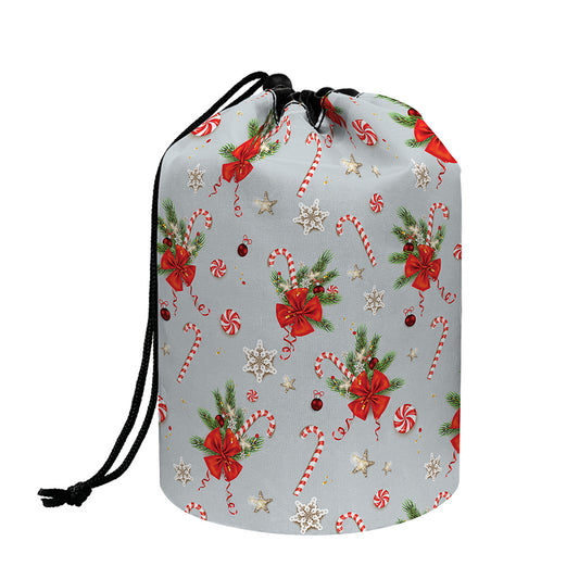Christmas Winter Holiday Pattern Print Drawstring Makeup Bag