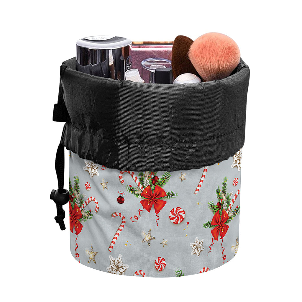 Christmas Winter Holiday Pattern Print Drawstring Makeup Bag