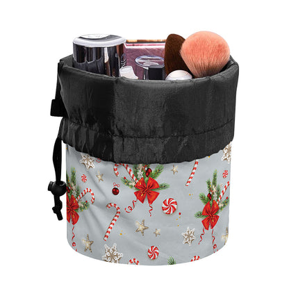 Christmas Winter Holiday Pattern Print Drawstring Makeup Bag