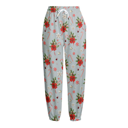 Christmas Winter Holiday Pattern Print Fleece Lined Knit Pants