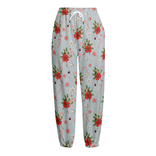 Christmas Winter Holiday Pattern Print Fleece Lined Knit Pants