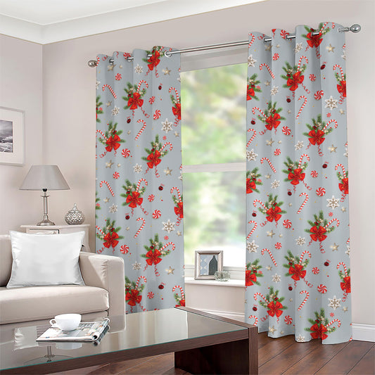 Christmas Winter Holiday Pattern Print Grommet Curtains