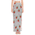 Christmas Winter Holiday Pattern Print High Slit Maxi Skirt