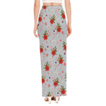 Christmas Winter Holiday Pattern Print High Slit Maxi Skirt