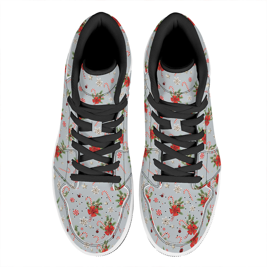 Christmas Winter Holiday Pattern Print High Top Leather Sneakers
