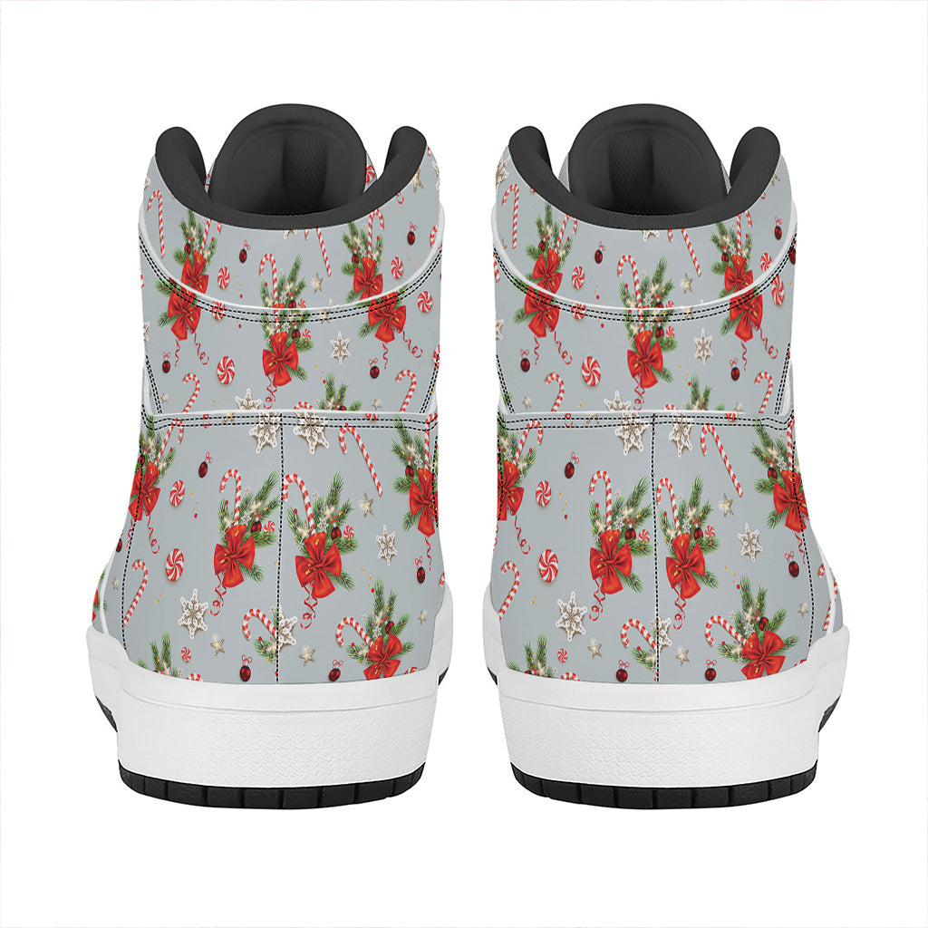 Christmas Winter Holiday Pattern Print High Top Leather Sneakers