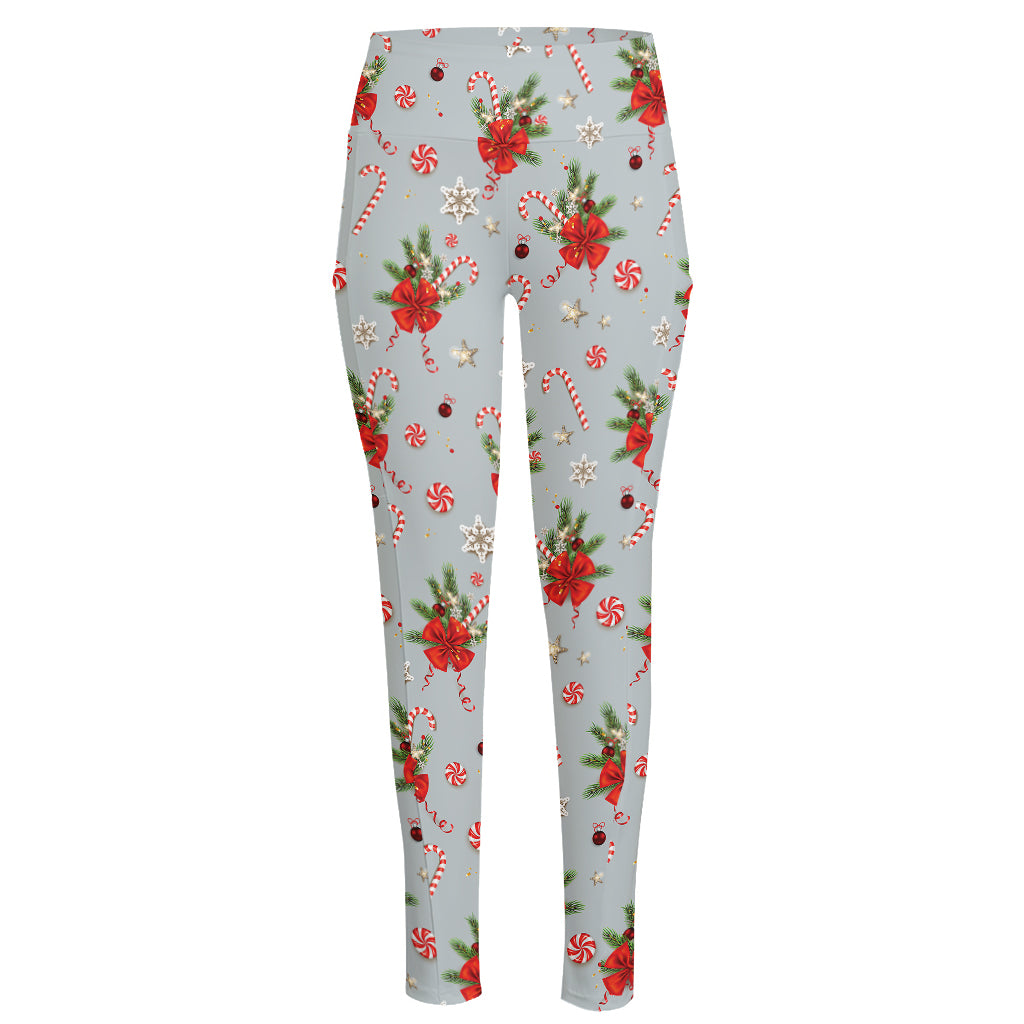 Christmas Winter Holiday Pattern Print High-Waisted Pocket Leggings