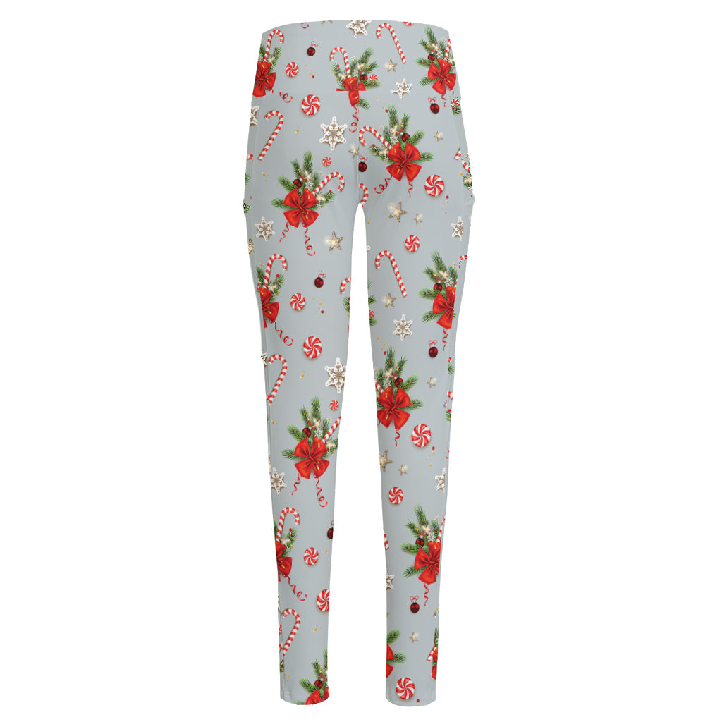 Christmas Winter Holiday Pattern Print High-Waisted Pocket Leggings