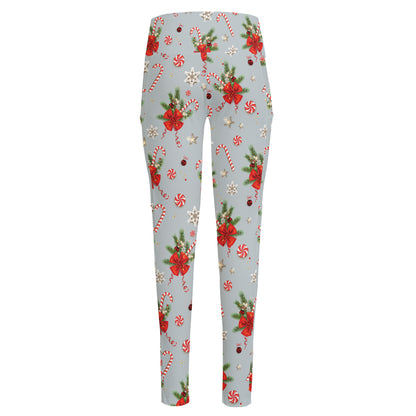 Christmas Winter Holiday Pattern Print High-Waisted Pocket Leggings