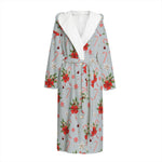 Christmas Winter Holiday Pattern Print Hooded Bathrobe