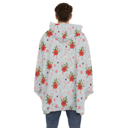 Christmas Winter Holiday Pattern Print Hoodie Blanket