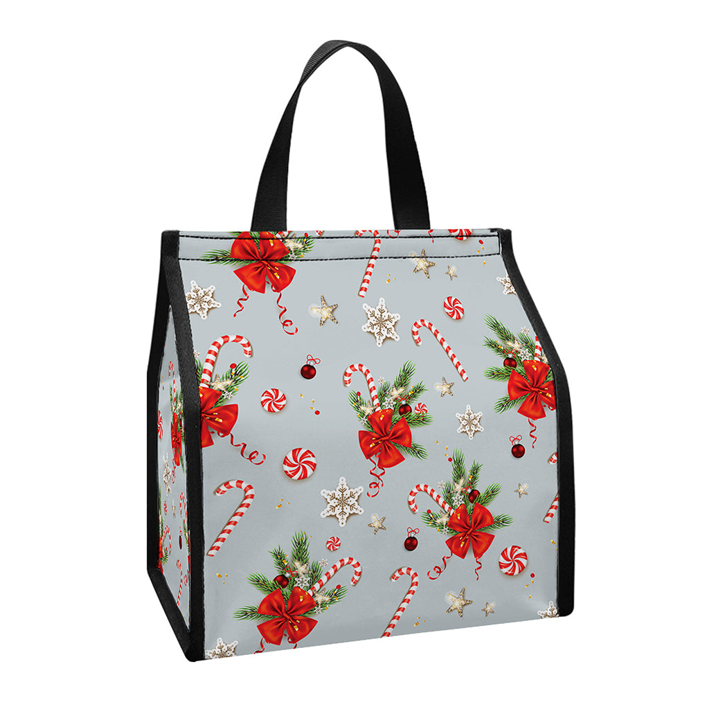 Christmas Winter Holiday Pattern Print Insulated Lunch Tote