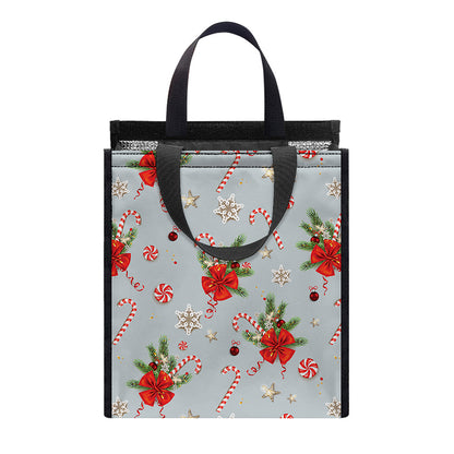 Christmas Winter Holiday Pattern Print Insulated Lunch Tote