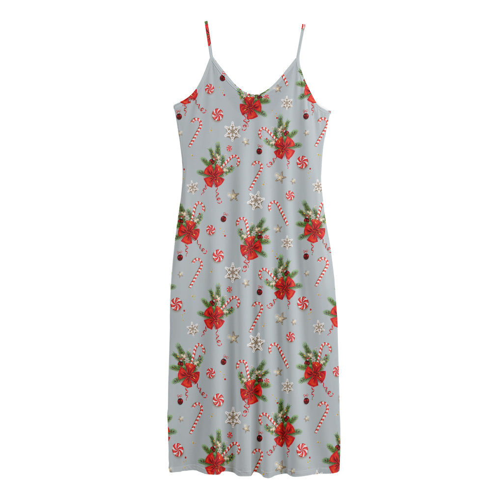 Christmas Winter Holiday Pattern Print Jersey Midi Cami Dress