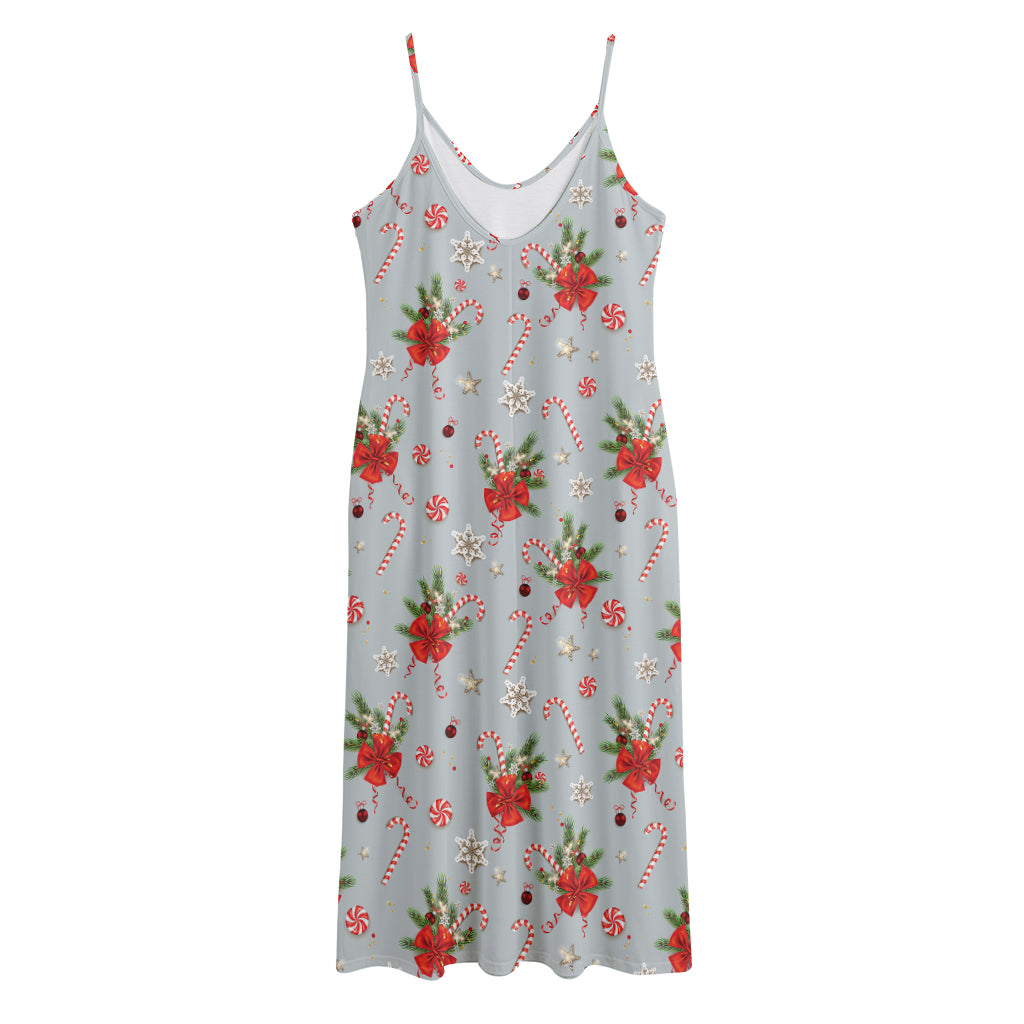 Christmas Winter Holiday Pattern Print Jersey Midi Cami Dress