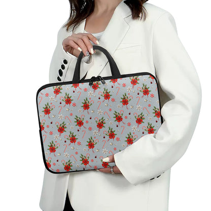 Christmas Winter Holiday Pattern Print Laptop Sleeve With Handle
