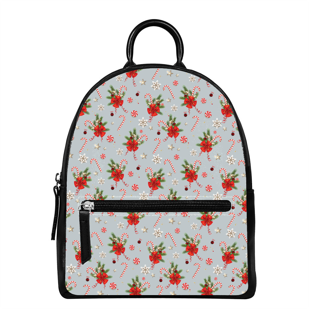 Christmas Winter Holiday Pattern Print Leather Backpack