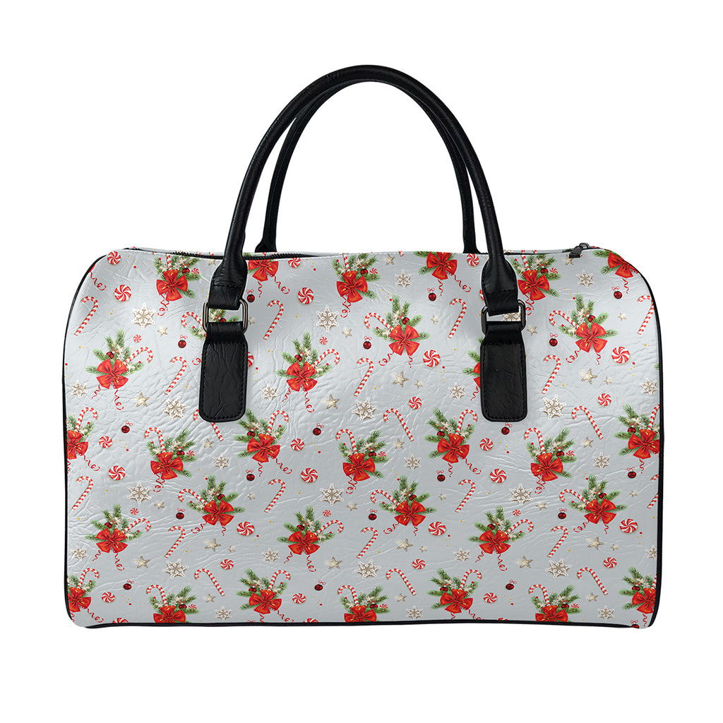 Christmas Winter Holiday Pattern Print Leather Duffle Bag