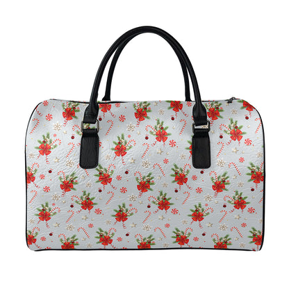 Christmas Winter Holiday Pattern Print Leather Duffle Bag