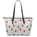 Christmas Winter Holiday Pattern Print Leather Tote Bag With Zipper