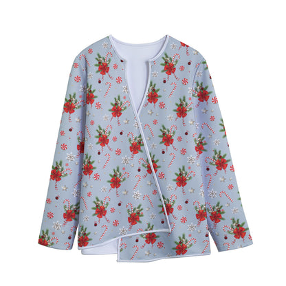 Christmas Winter Holiday Pattern Print Long Sleeve Short Coat