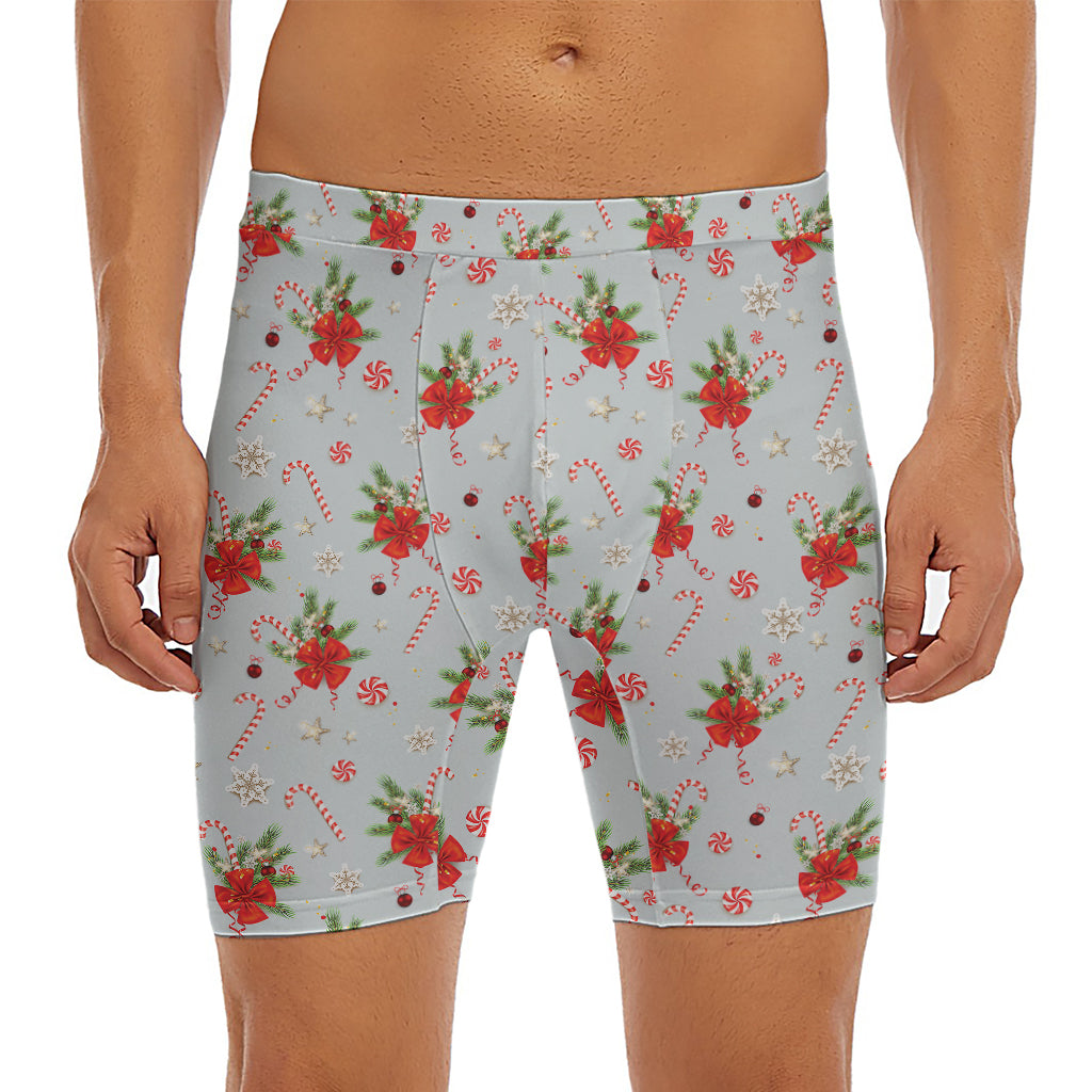 Christmas Winter Holiday Pattern Print Men's Long Boxer Briefs