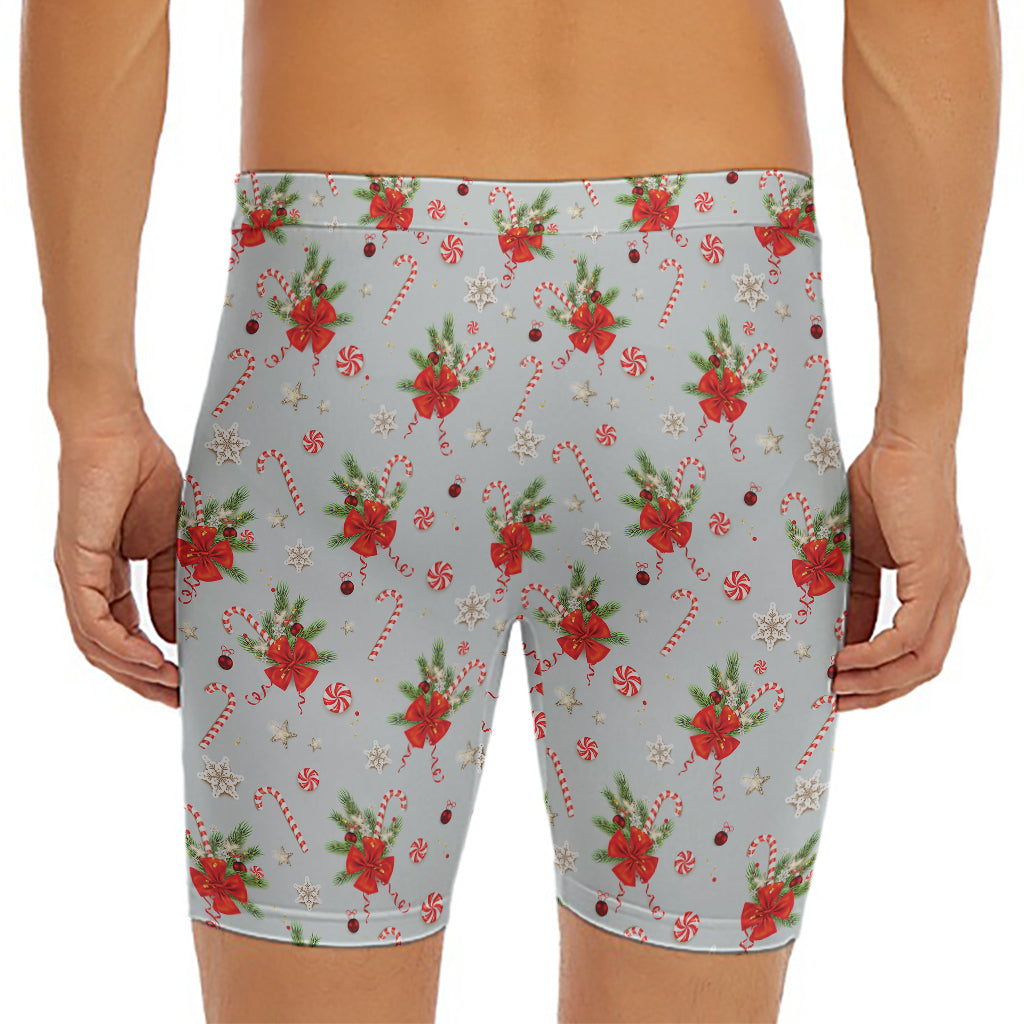 Christmas Winter Holiday Pattern Print Men's Long Boxer Briefs