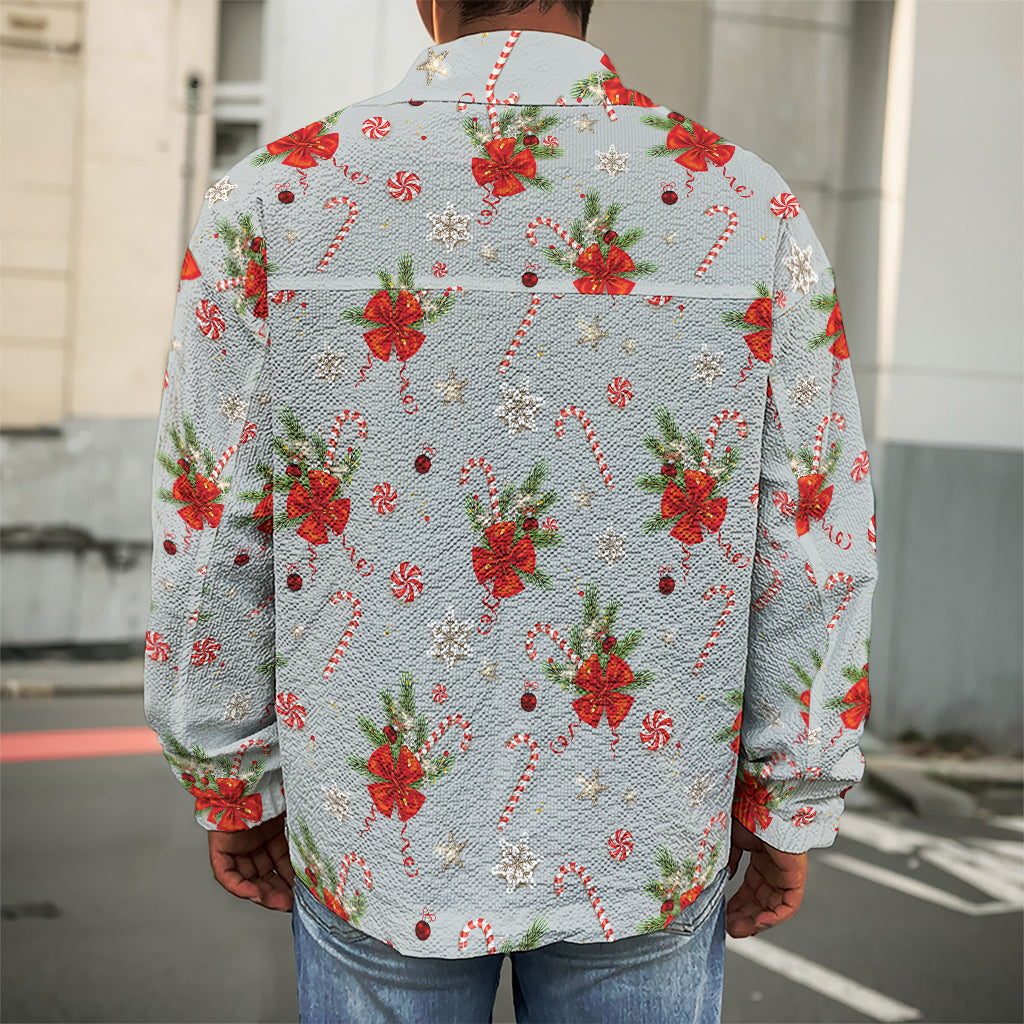 Christmas Winter Holiday Pattern Print Men's Shirt Jacket