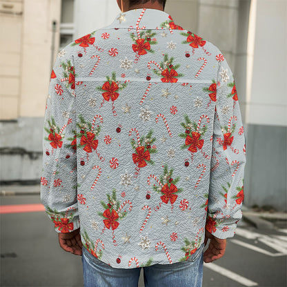 Christmas Winter Holiday Pattern Print Men's Shirt Jacket
