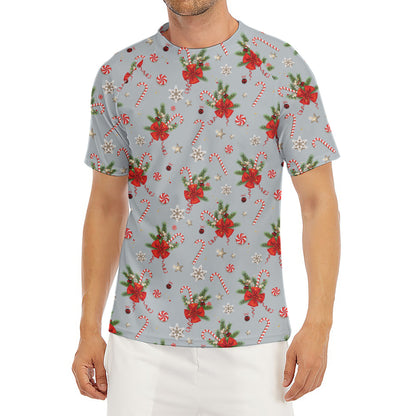 Christmas Winter Holiday Pattern Print Men's Short Sleeve Rash Guard