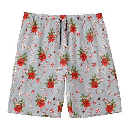Christmas Winter Holiday Pattern Print Men's Swim Trunks