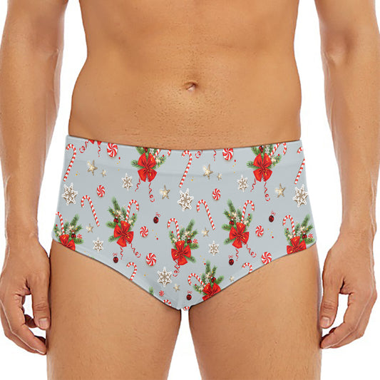Christmas Winter Holiday Pattern Print Men's Triangle Swim Briefs