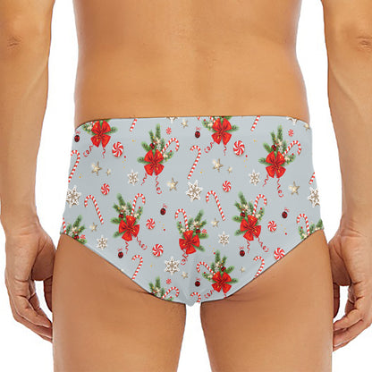 Christmas Winter Holiday Pattern Print Men's Triangle Swim Briefs