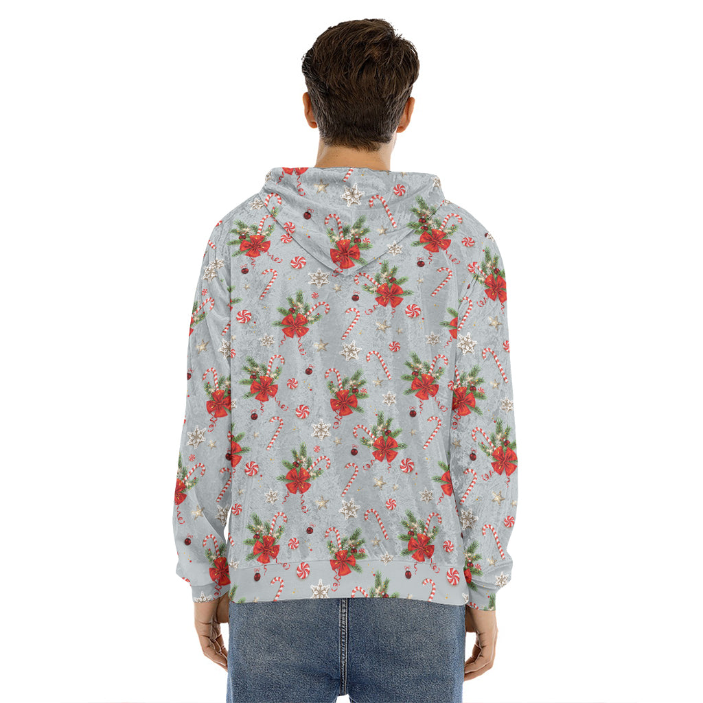 Christmas Winter Holiday Pattern Print Men's Velvet Pullover Hoodie