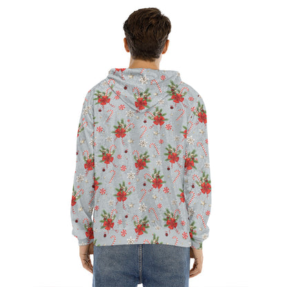 Christmas Winter Holiday Pattern Print Men's Velvet Pullover Hoodie