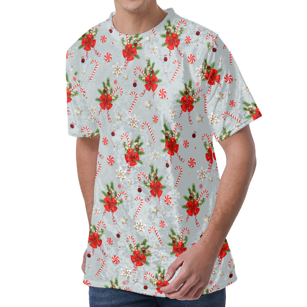 Christmas Winter Holiday Pattern Print Men's Velvet T-Shirt