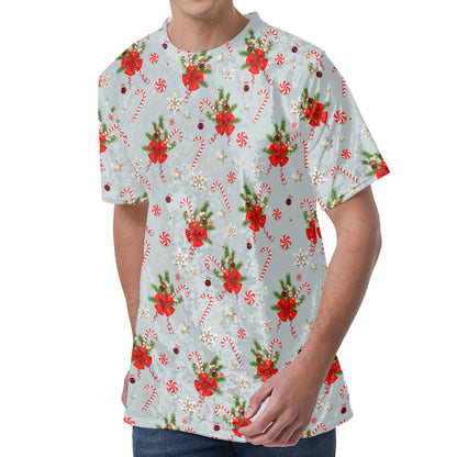 Christmas Winter Holiday Pattern Print Men's Velvet T-Shirt