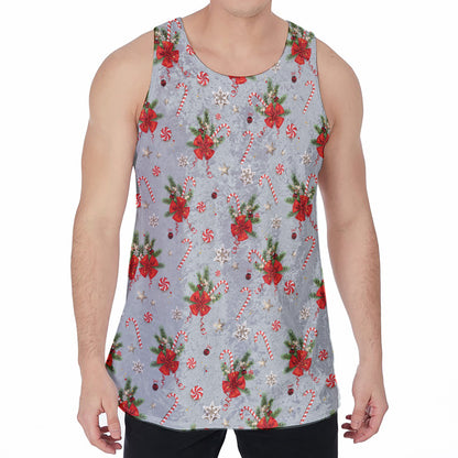 Christmas Winter Holiday Pattern Print Men's Velvet Tank Top