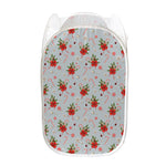 Christmas Winter Holiday Pattern Print Mesh Laundry Hamper