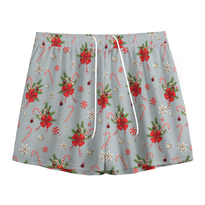 Christmas Winter Holiday Pattern Print Mesh Shorts