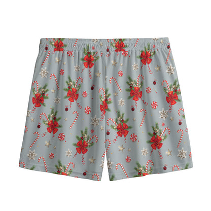 Christmas Winter Holiday Pattern Print Mesh Shorts